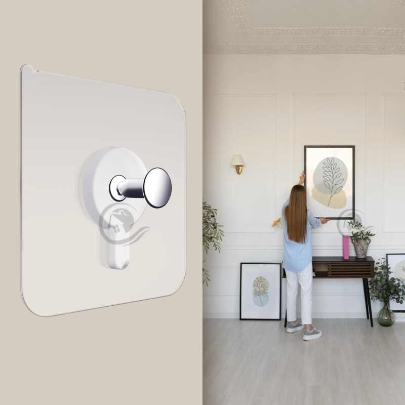 10 Pieces Self Adhesive Heavy Duty Nail Photo Wall Hook No Drilling Installation for Use Inside Home & Kitchen